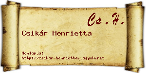 Csikár Henrietta névjegykártya
