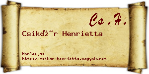 Csikár Henrietta névjegykártya